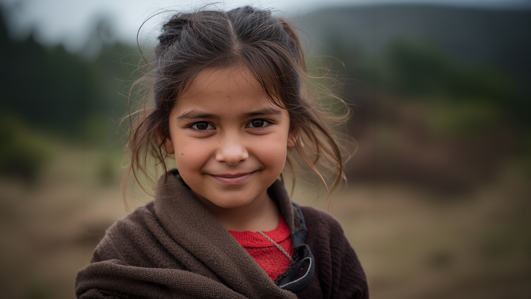 lucid-origin Close portrait of a smiling Romanian Sinti and Roma female kid looking at the ca-3-edit